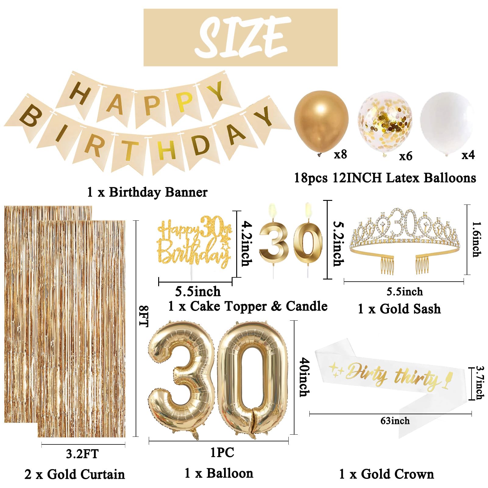 Trgowaul 30 foil number balloon shines as a milestone centerpiece.
