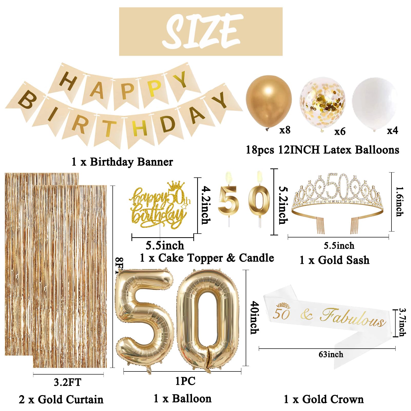 Trgowaul 50th sash gold-foil — glamour accessory for guests.