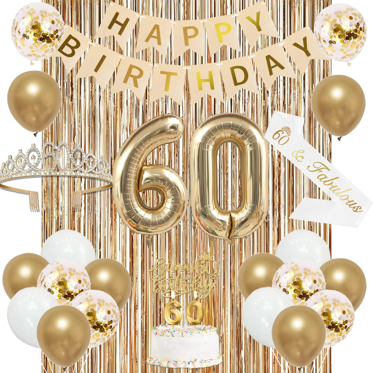 Trgowaul 60th banner gold adds festive flair to milestone celebrations.