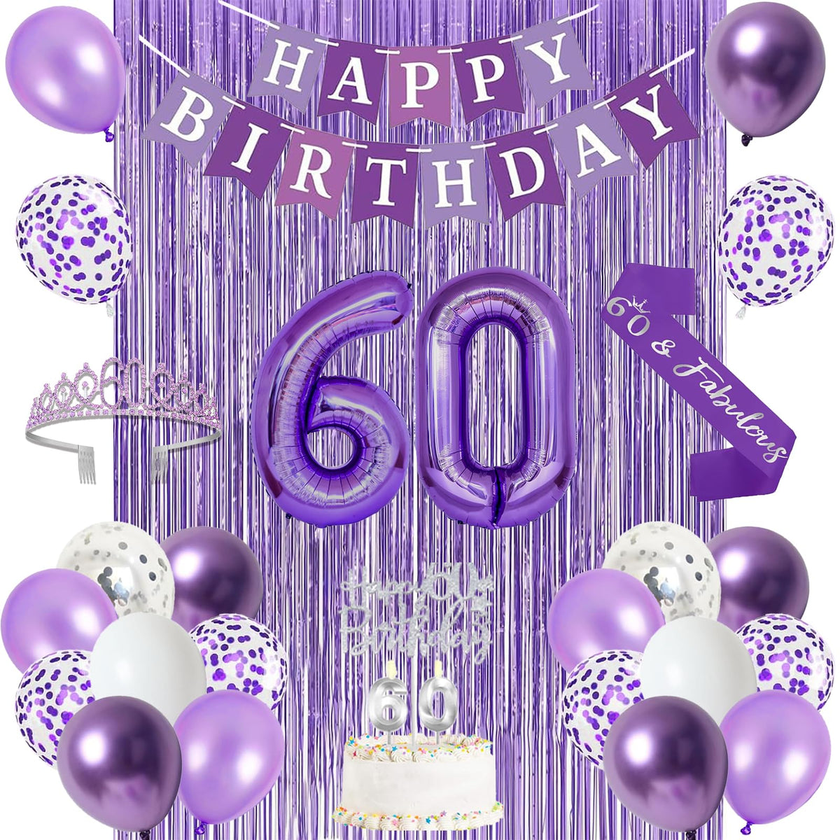 Trgowaul 60th birthday banner adds festive purple flair to milestone celebrations.
