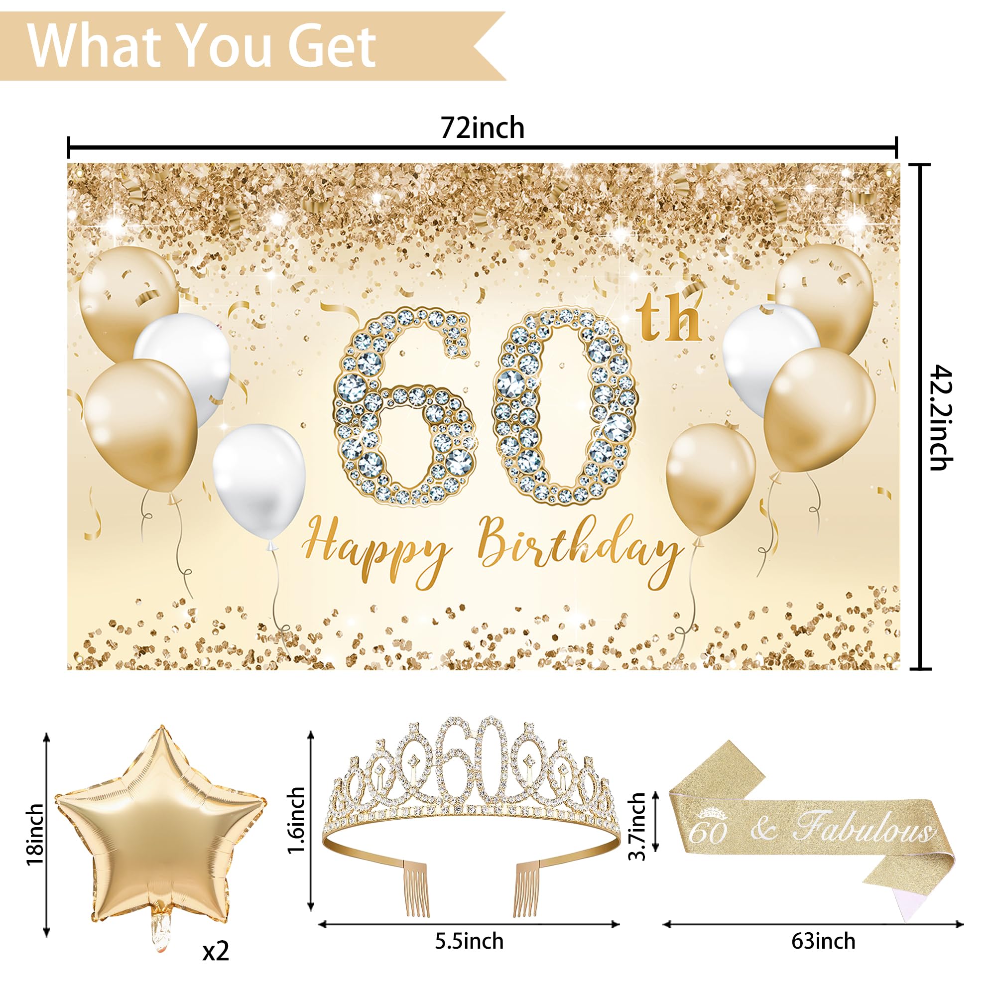 Trgowaul 60th crown embellished with rhinestones for a chic look.