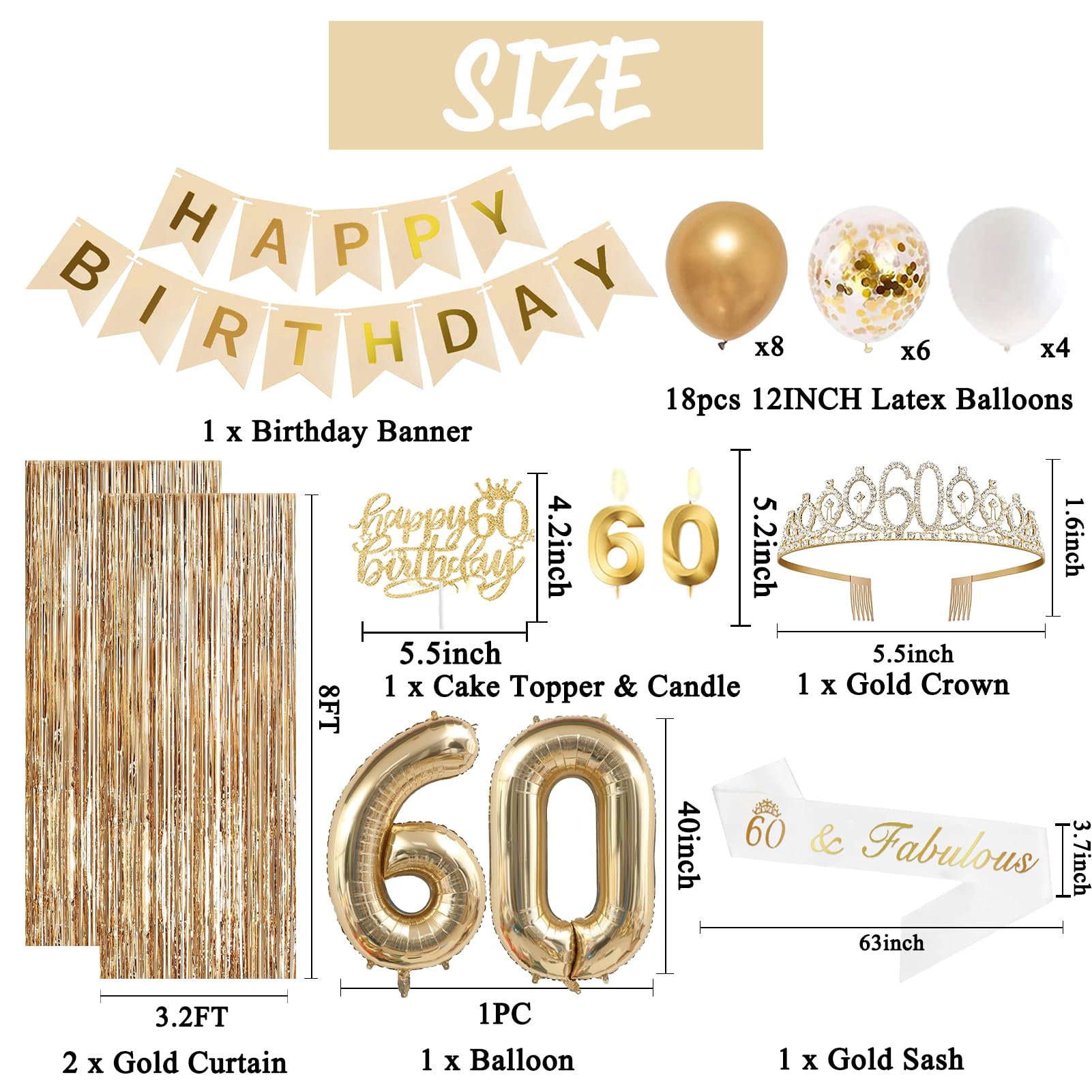 Trgowaul 60th sash glitter gold elevates party outfit with elegant foil lettering.