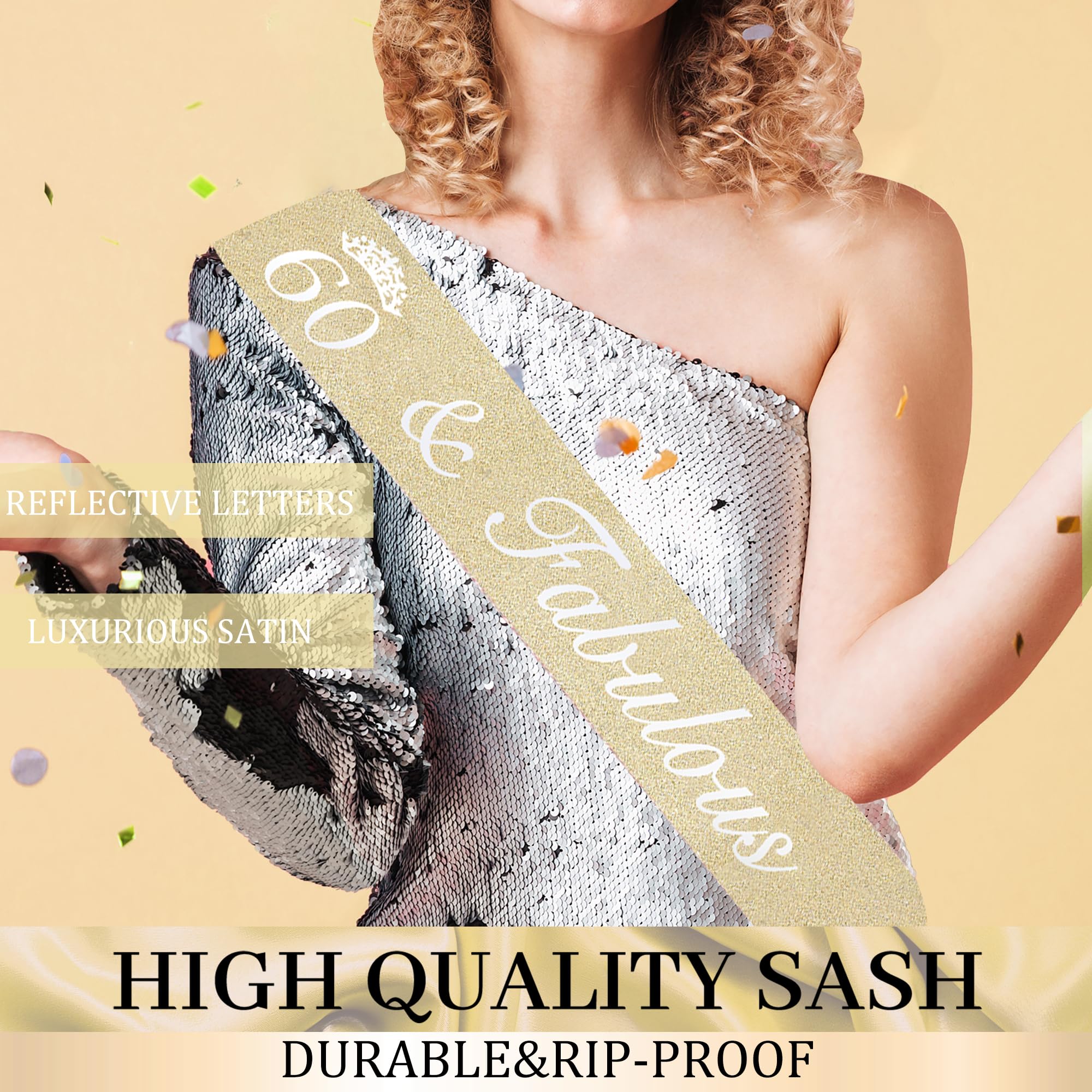 Trgowaul 60th sash designed for a glamorous ensemble at the party.