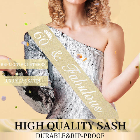 Trgowaul 60th sash designed for a glamorous ensemble at the party.