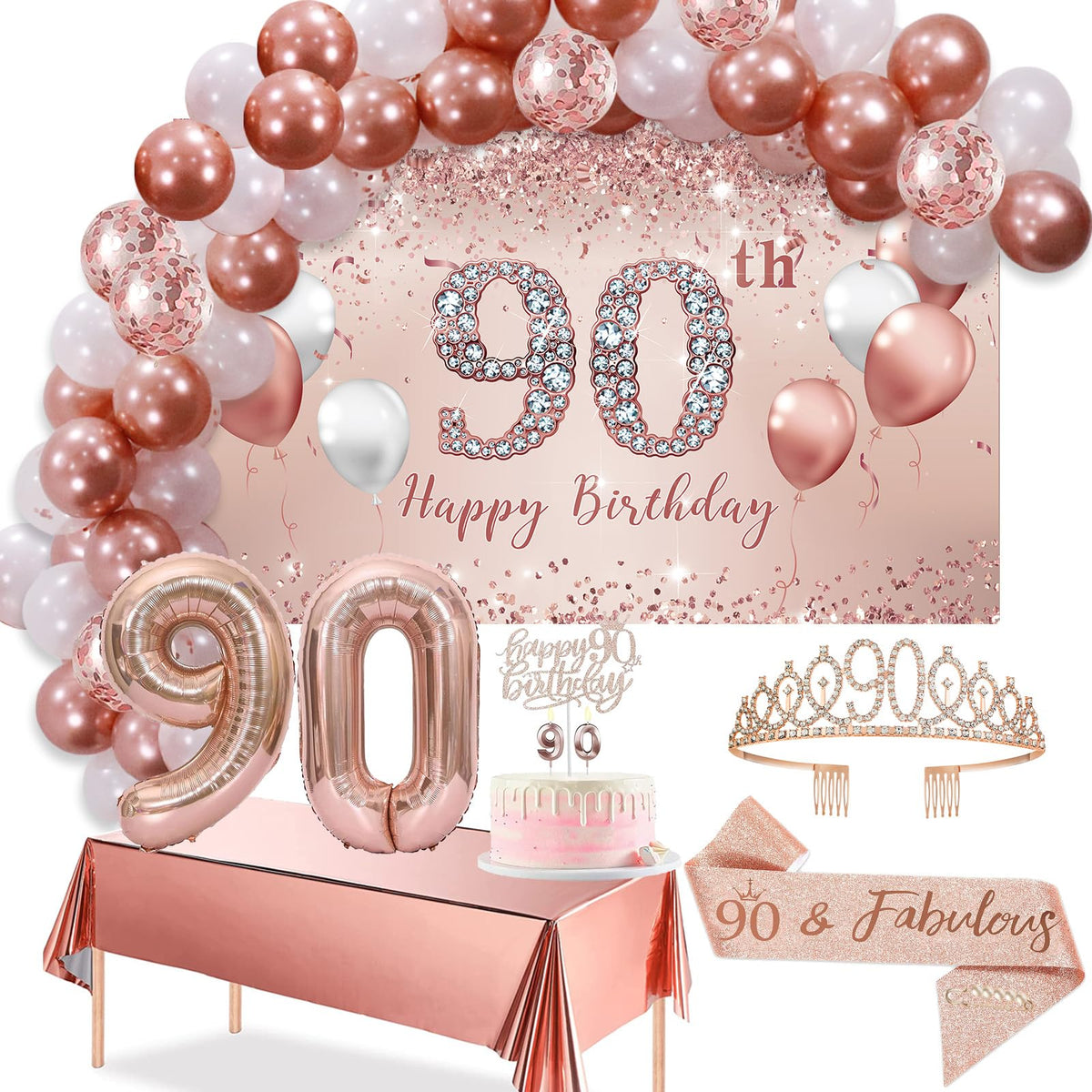 Trgowaul 90th banner in rose gold ready as a photo backdrop
