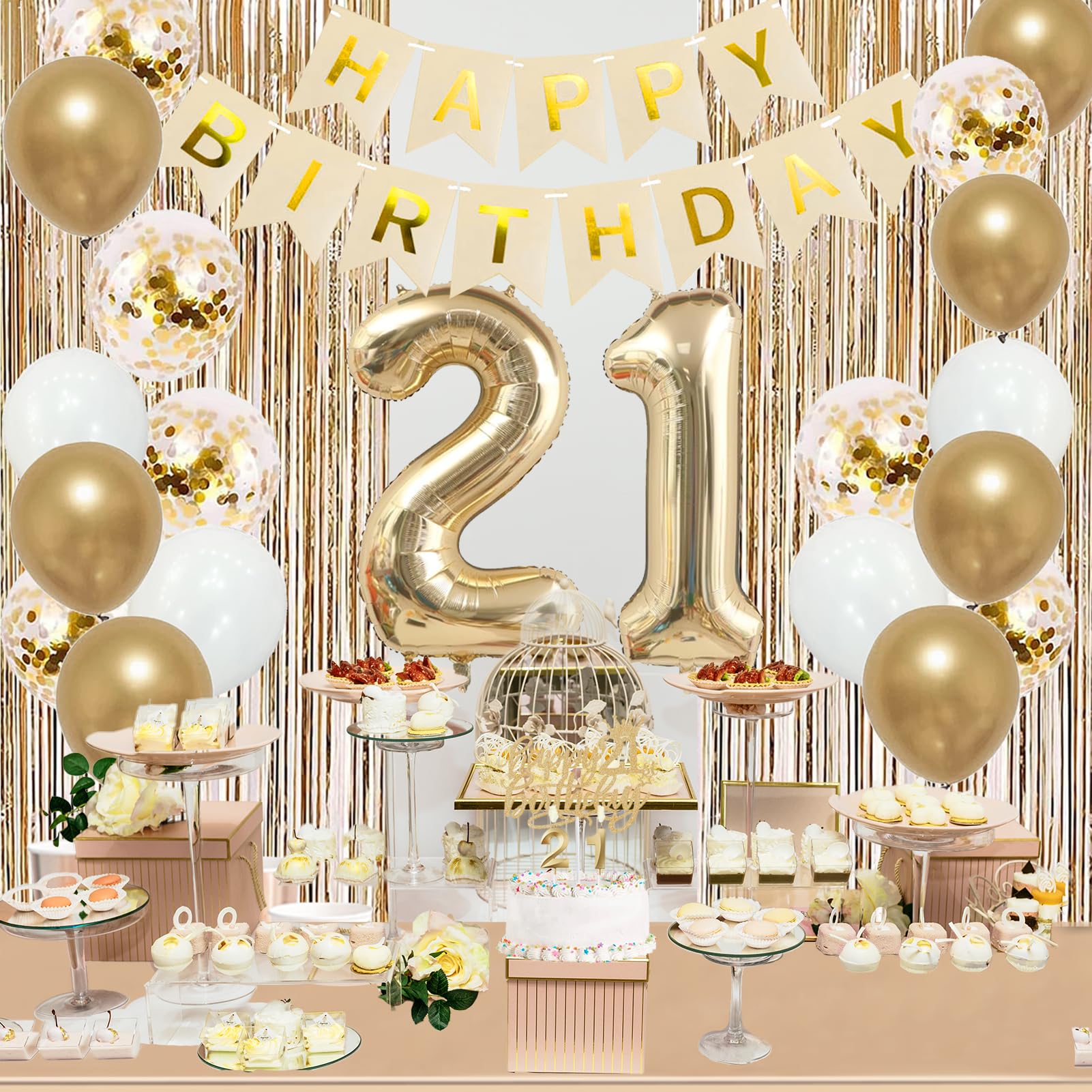 Trgowaul cake topper 21 gold adds a chic cake accent