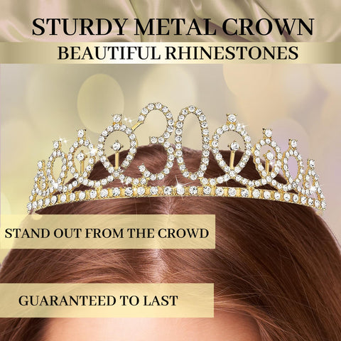 Trgowaul gold rhinestone crown with combs stays in place all night.