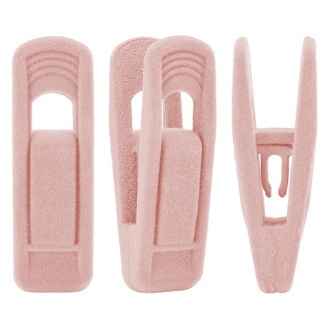 Trgowaul light pink velvet clips closeup showing secure non-slip grip for delicate fabrics.
