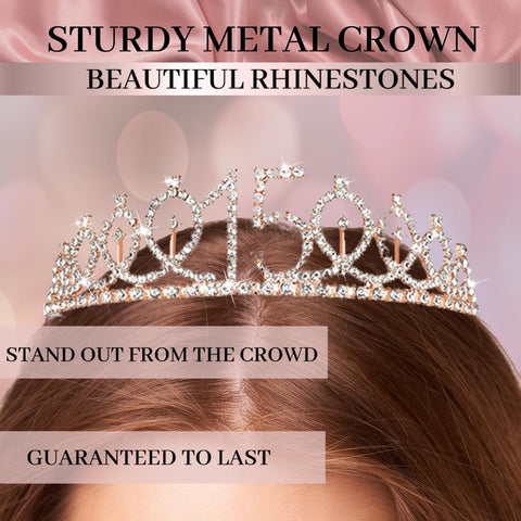 Trgowaul rose gold sash adds elegant sparkle to party outfit