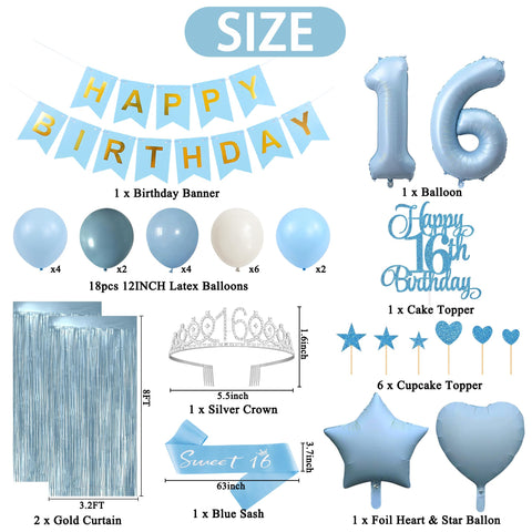 Trgowaul blue glitter sash adds sparkle to the 16th birthday outfit.