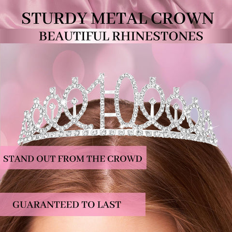 Trgowaul silver crown with rhinestones for a sparkling look.