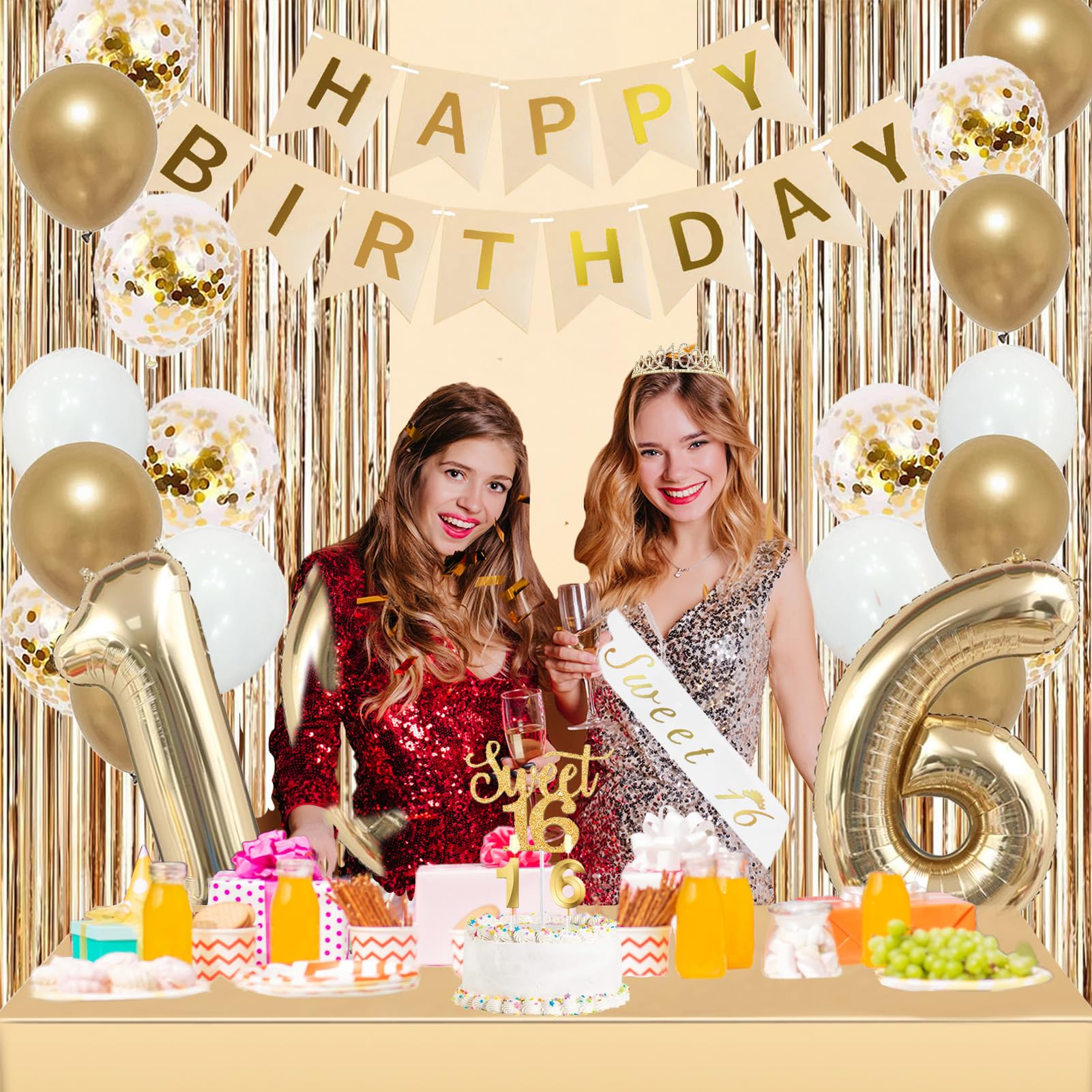 Trgowaul Sweet 16 balloon set offers cohesive color and glow for photos