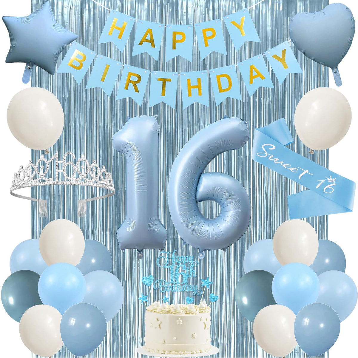 Trgowaul Sweet 16 banner with bold blue typography for a festive backdrop.
