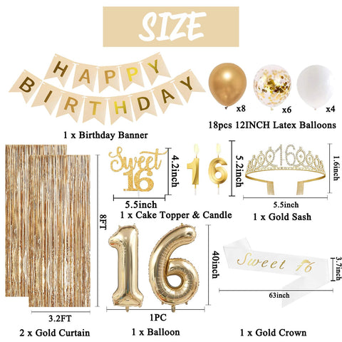 Trgowaul Sweet 16 number balloons display the digits for a timeless photo moment