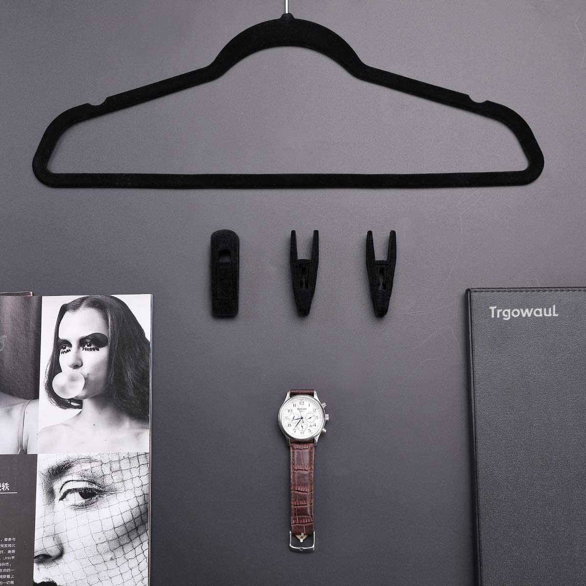 Trgowaul Velvet Hangers Clips strong grip on garments for secure hanging