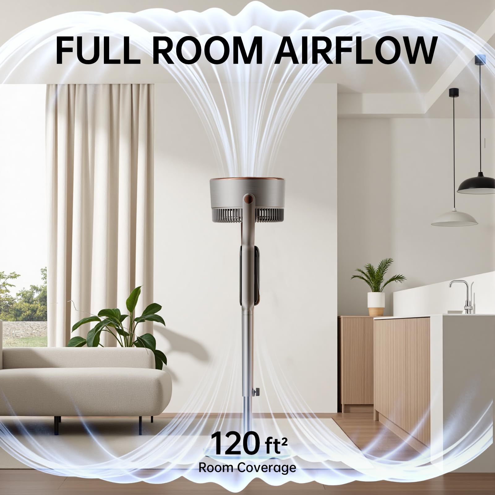 TRIANGLE standing fan 12H timer for automatic shutoff