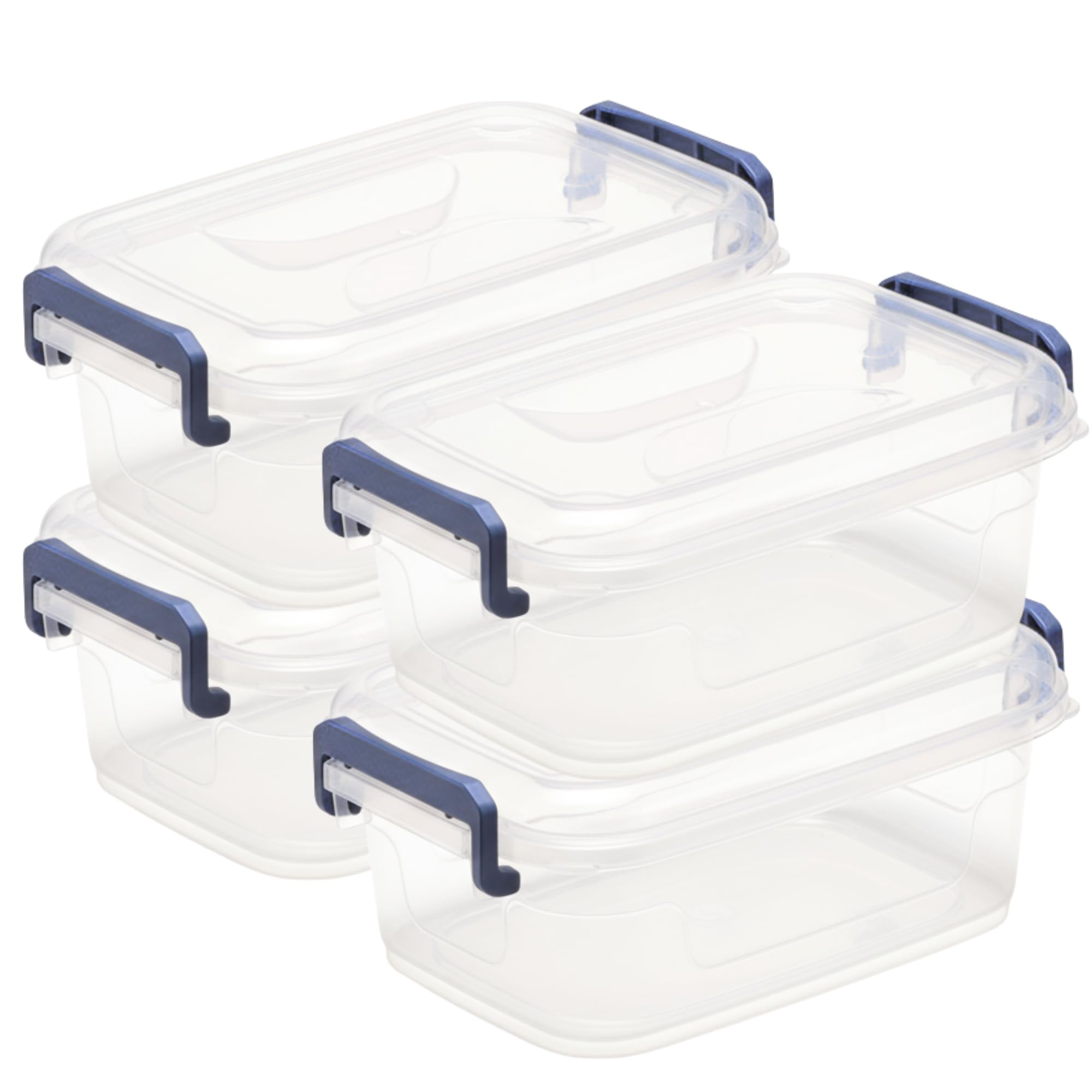 Tribello clear stackable bin with lid, top view for easy closet organization.