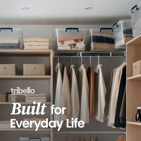 Tribello bins feature ergonomic grip handles for effortless lifting and moving.