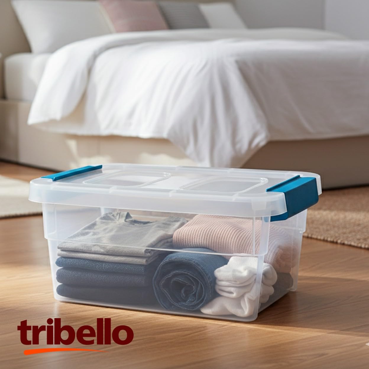 Tribello interior view demonstrates generous 15-quart capacity for toys and crafts