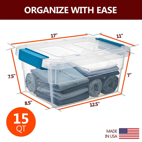 Tribello stackable storage bins with lids saving space and reducing clutter