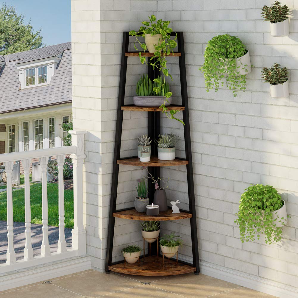 Tribesigns corner shelf with sturdy metal frame for durability