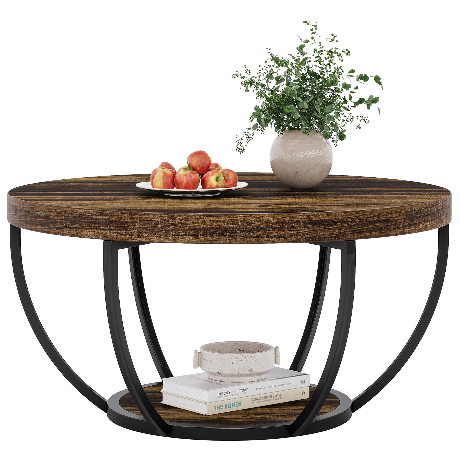 Tribesigns round coffee table modern rustic design for versatile interiors.