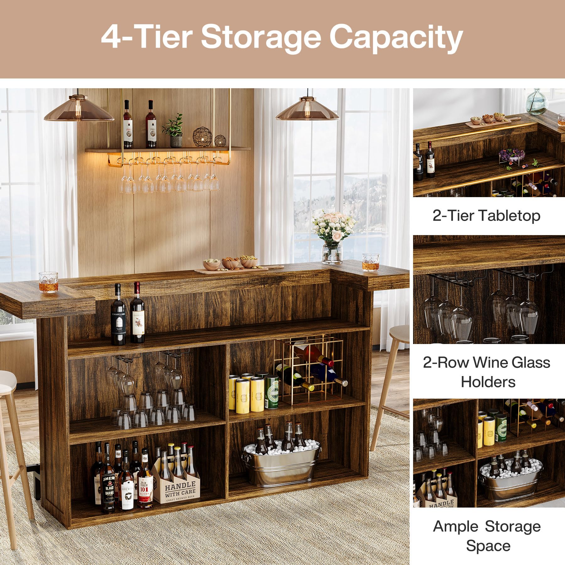 Tribesigns rustic wood finish adds warm style to any room