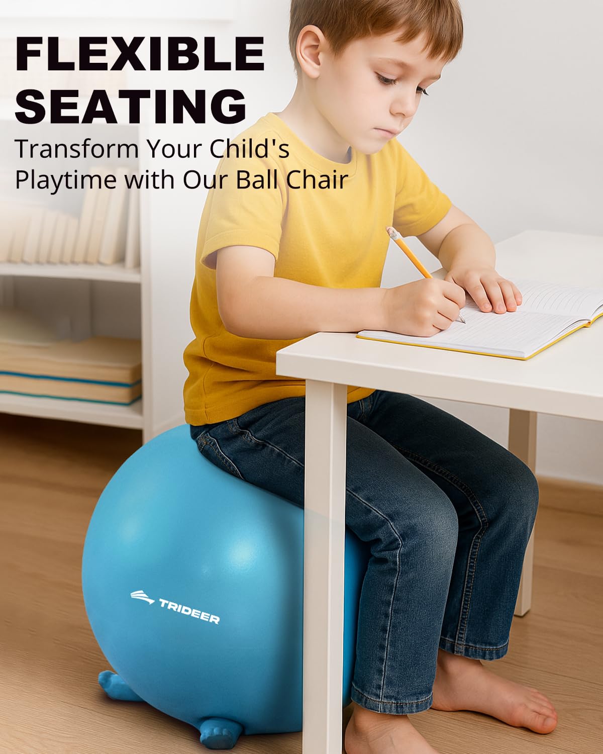 Trideer yoga ball chair helps sensory kids stay engaged during lessons.