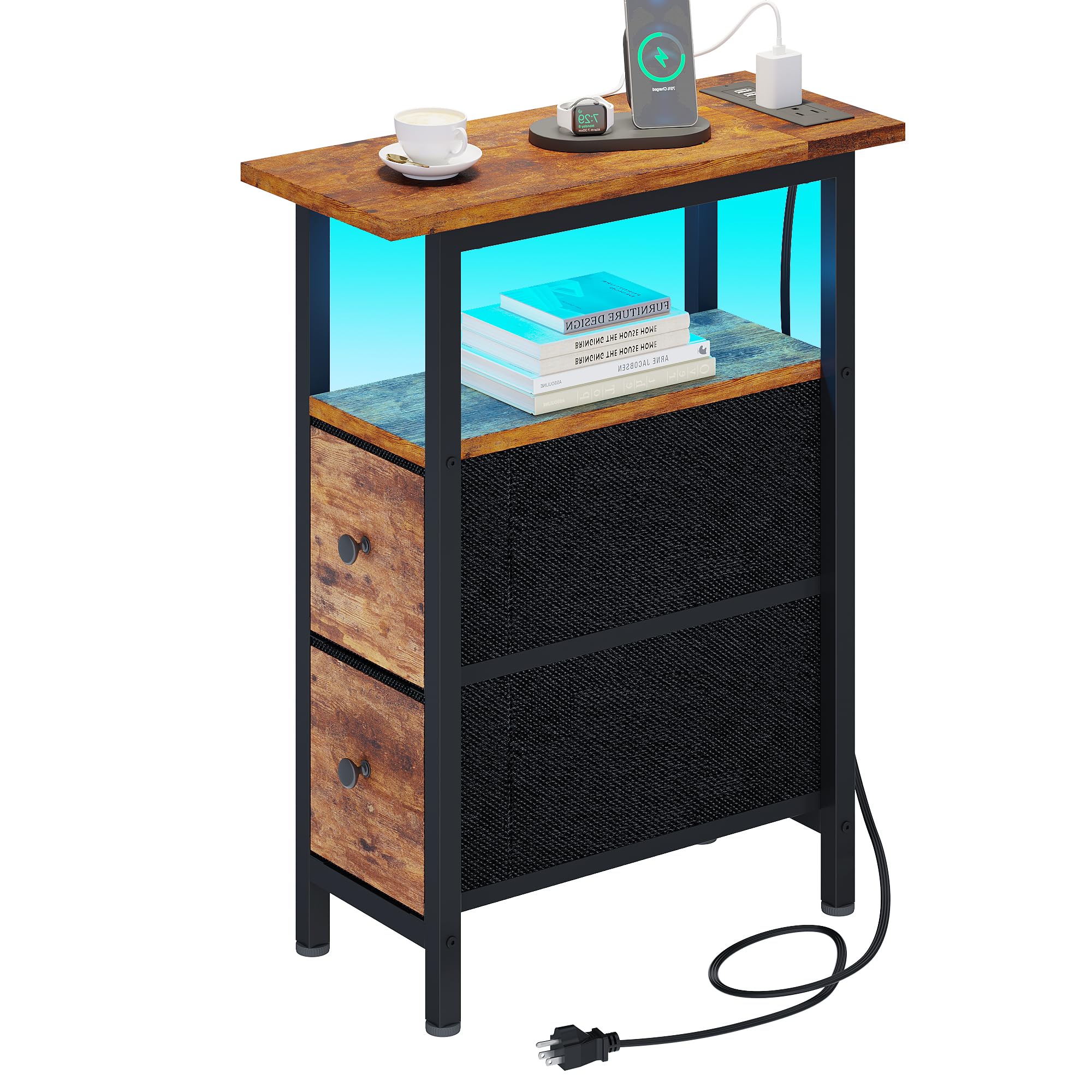 TRIFEBLE end table with colorfull LED light adds ambient mood beside seating