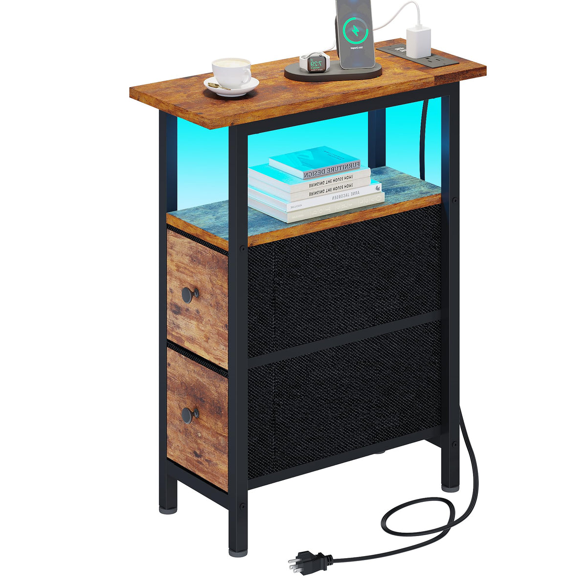 TRIFEBLE end table with colorfull LED light adds ambient mood beside seating