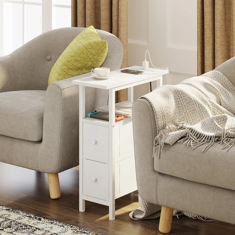 TRIFEBLE narrow side table with two fabric drawers keeps small spaces organized.