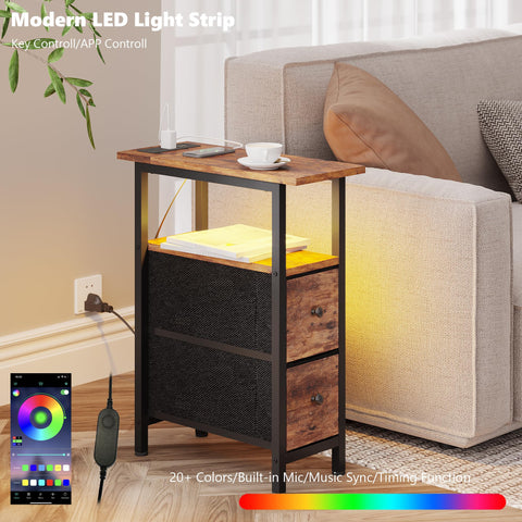 TRIFEBLE slim nightstand with charging station powers devices from bed