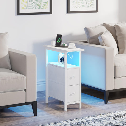 TRIFEBLE white finish end table suits bedroom or living room décor.
