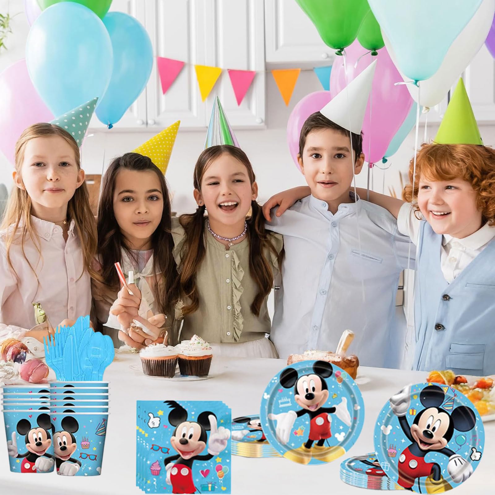 Trifoot cartoon birthday tableware blue cups for mess-free sipping at parties.