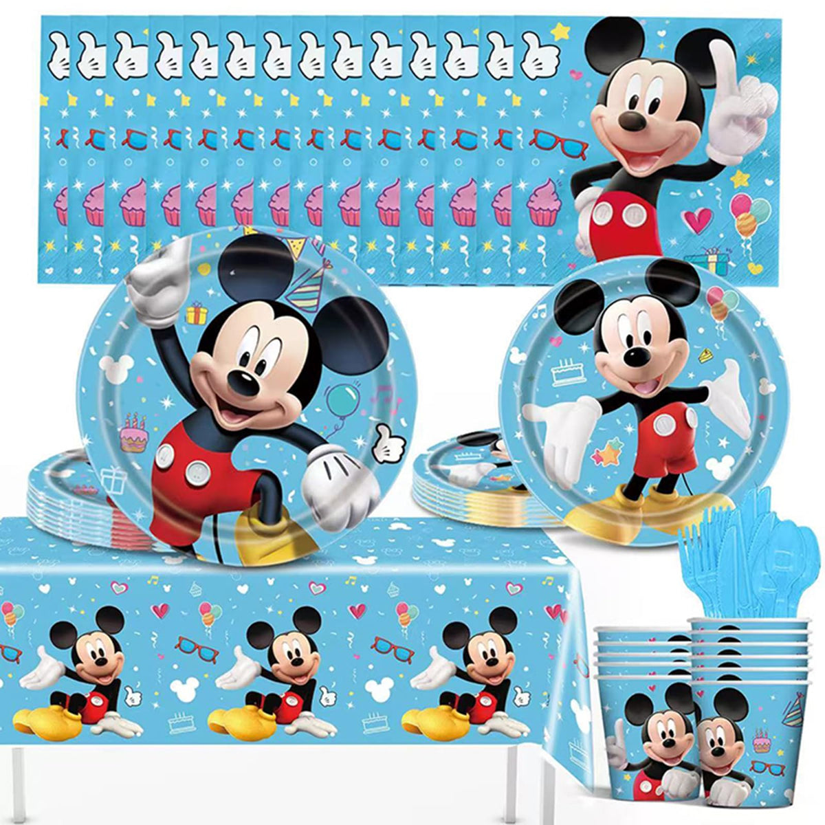 Trifoot cartoon birthday tableware 9-inch plates in blue for sturdy kid-friendly meals.