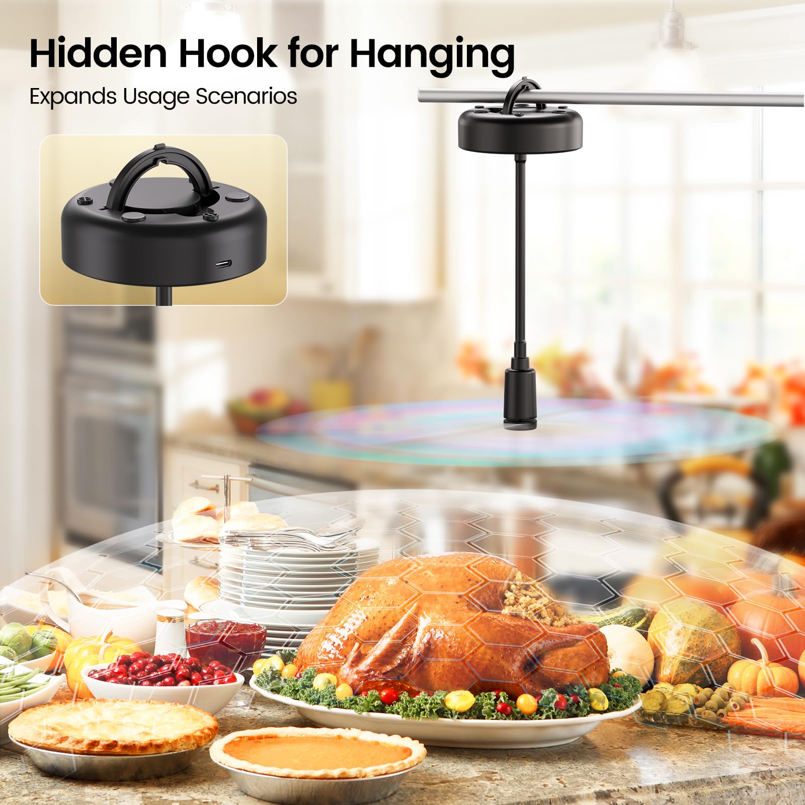 TriPole table fan with flexible neck targets seating areas precisely.