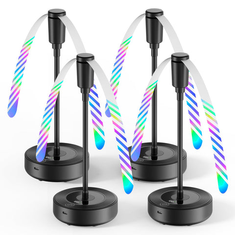 TriPole fly fan on dining table with LED battery display for longer meals.