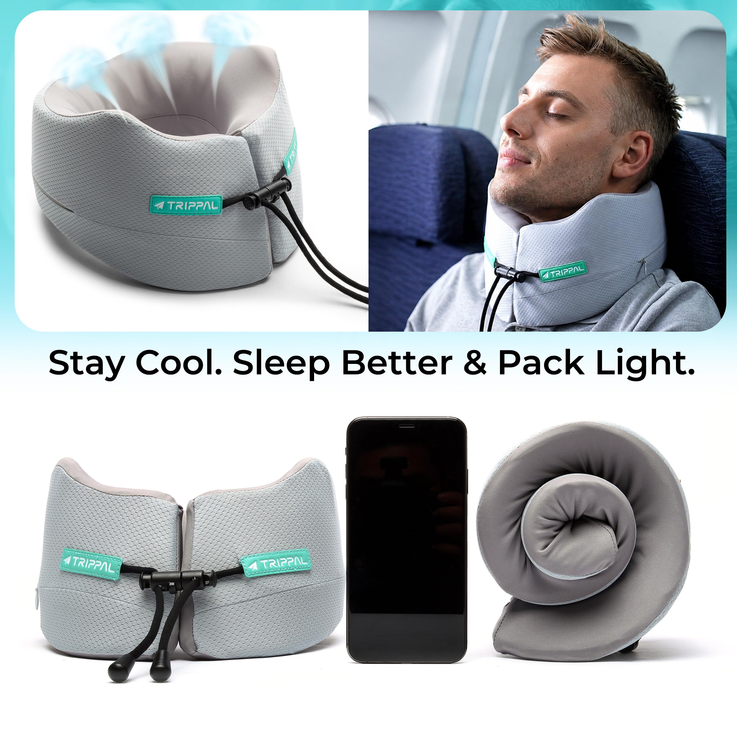 TripPal enables up to 8 hours of upright sleep with minimal neck pain.