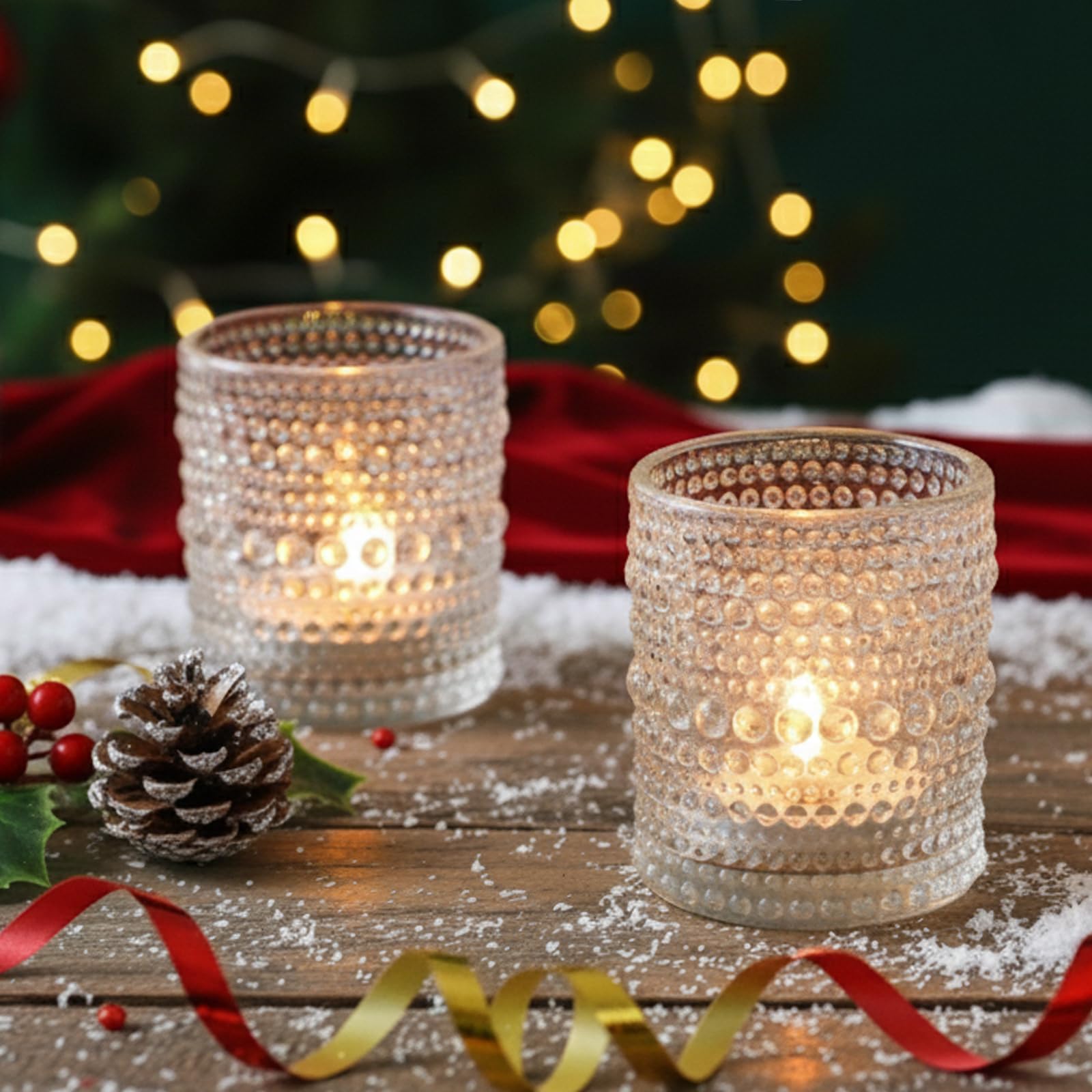 TRIRITE 2x2.5-inch votive holders fit standard tealights for easy styling.