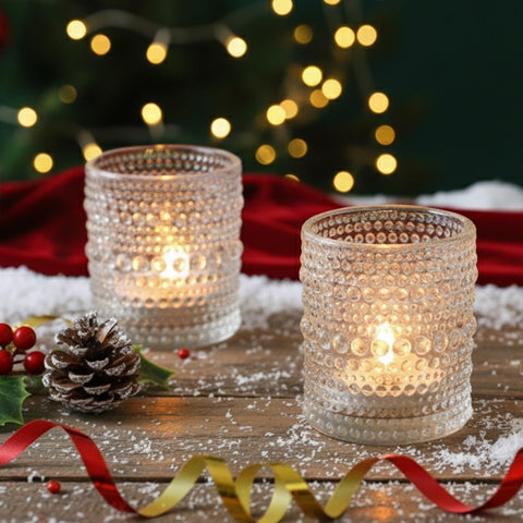 TRIRITE 2x2.5-inch votive holders fit standard tealights for easy styling.