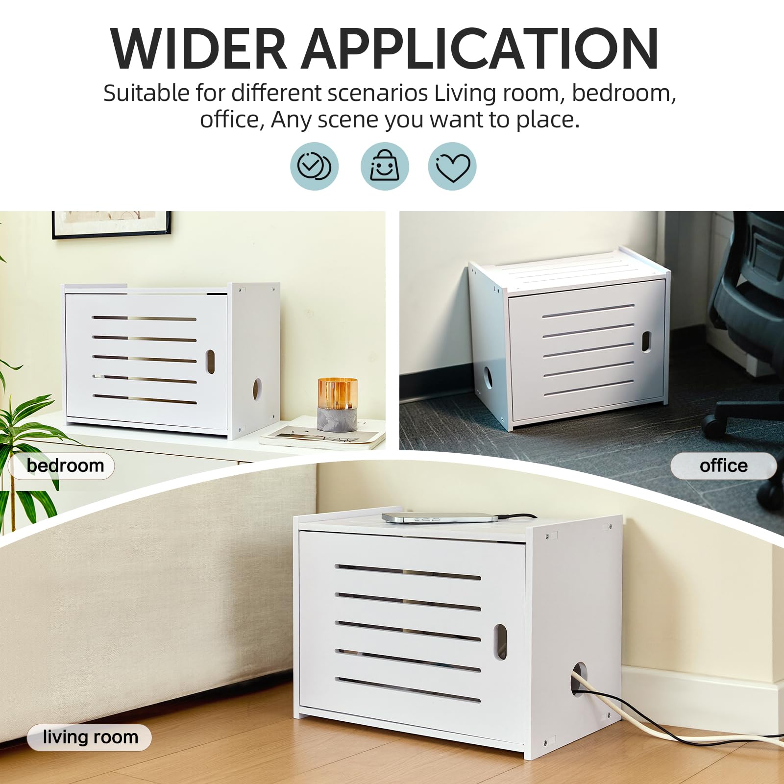 Tristcily router storage cabinet quick assembly with reinforced holes.