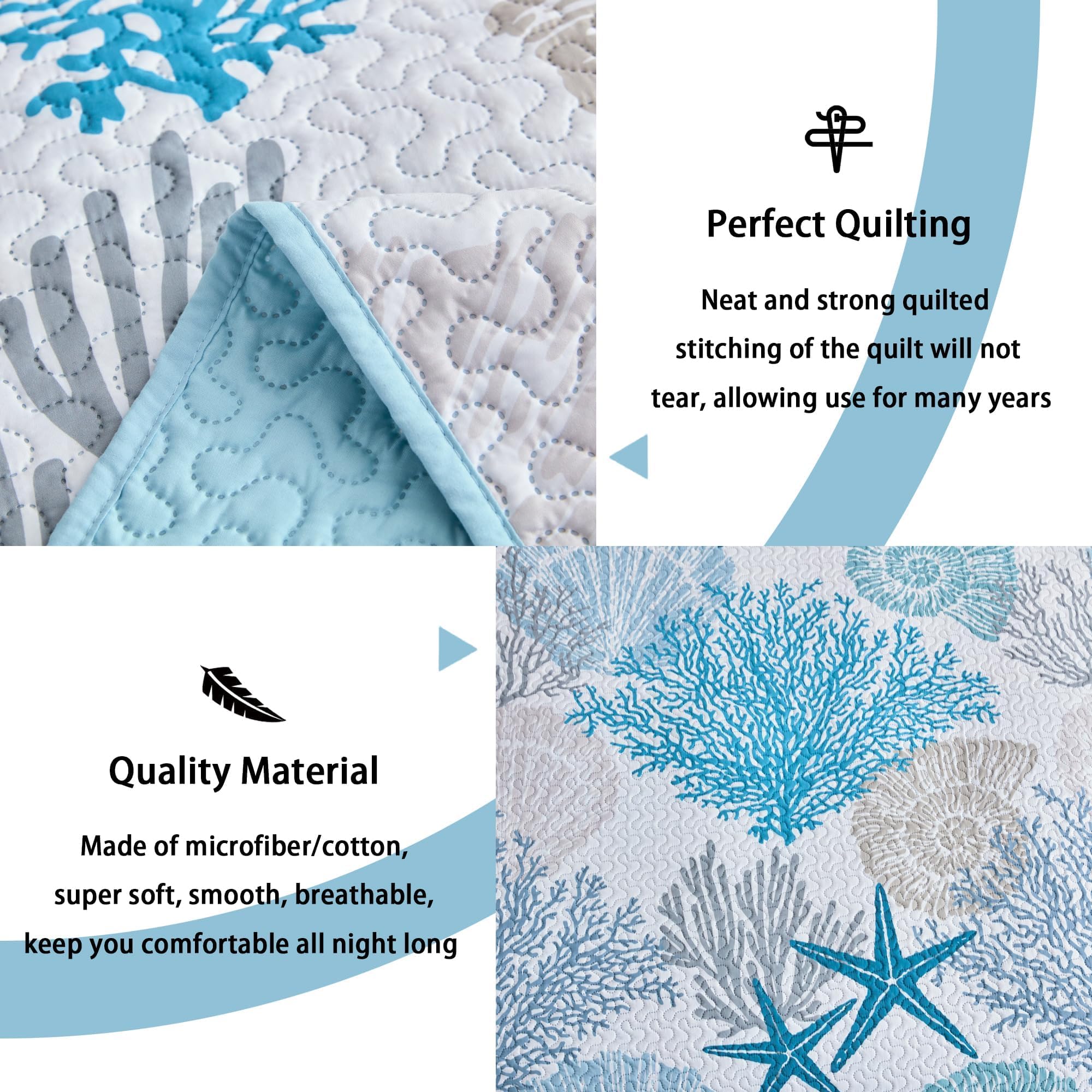 Tritard coastal quilt in a breezy bedroom scene for light all-season warmth