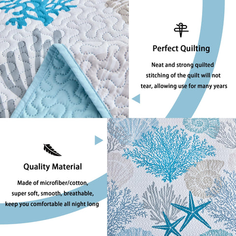 Tritard coastal quilt in a breezy bedroom scene for light all-season warmth