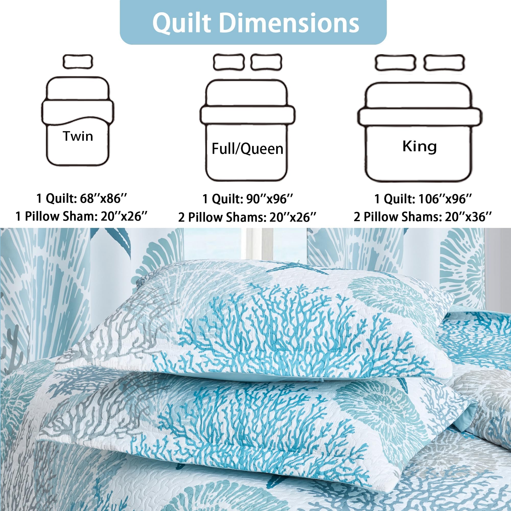 Tritard coastal quilt draped on bed demonstrating drape and versatility