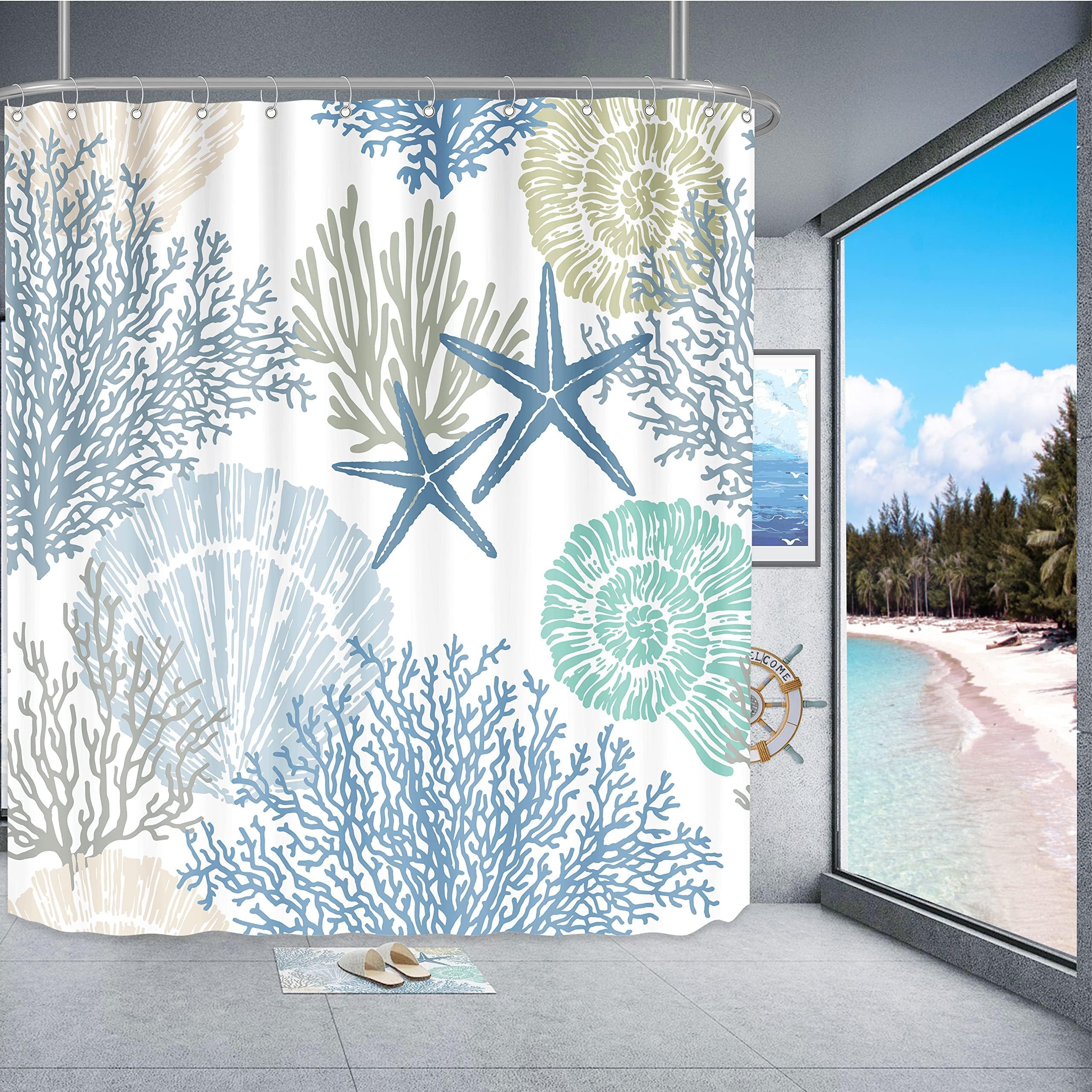 Tritard waterproof fabric shower curtain protects walls and dries quickly after showers.