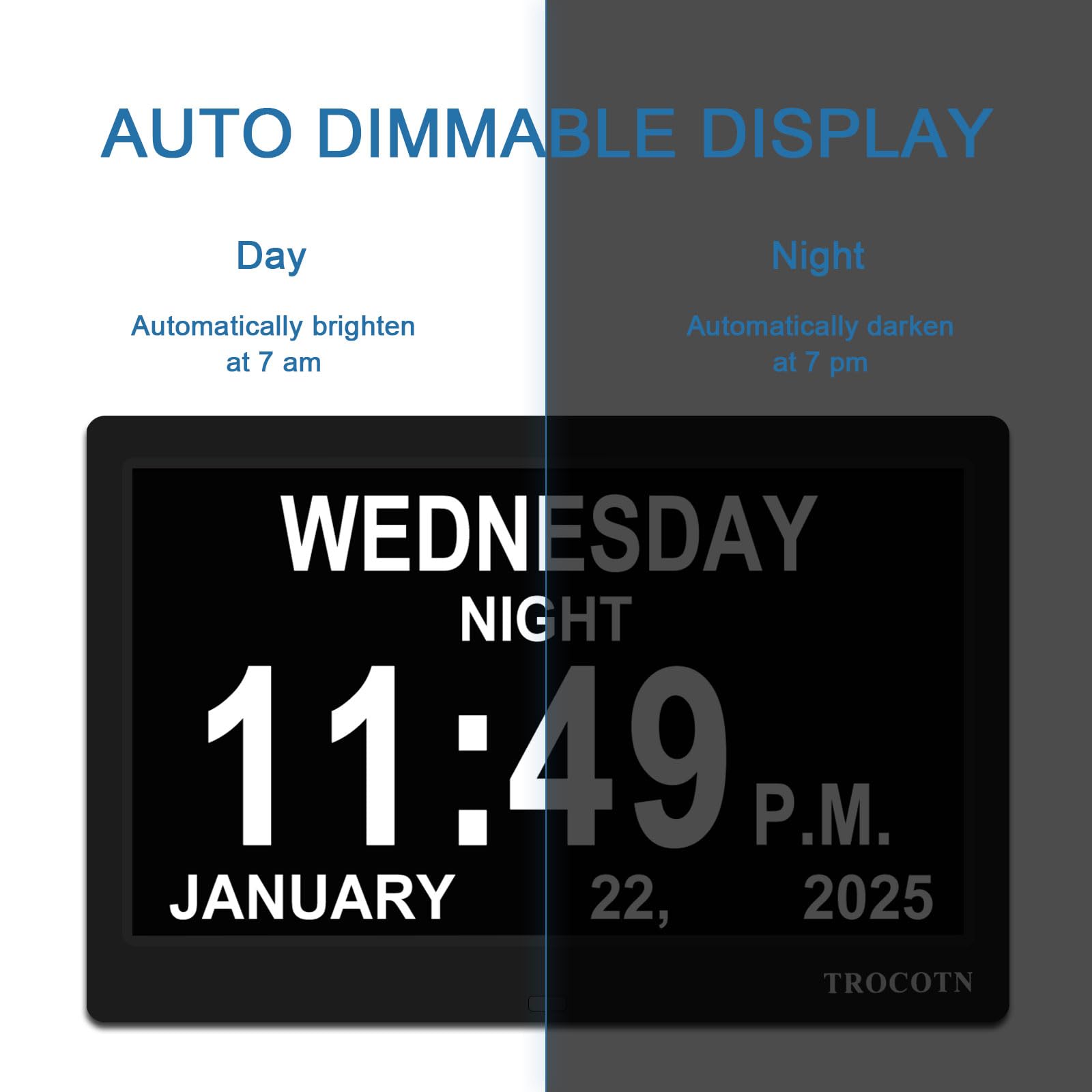 TROCOTN Dementia Clocks auto DST keeps time accurate