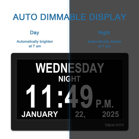TROCOTN Dementia Clocks auto DST keeps time accurate