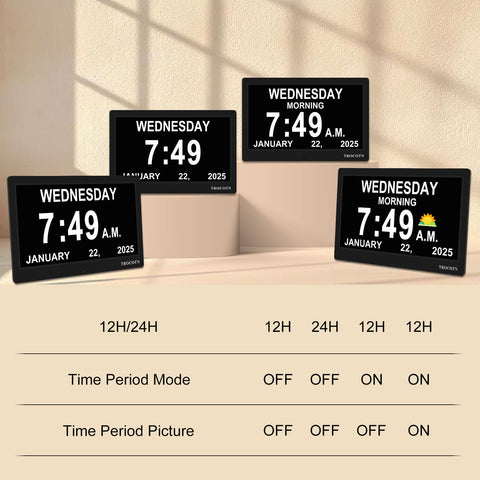 TROCOTN Dementia Clocks sleek black design fits any room