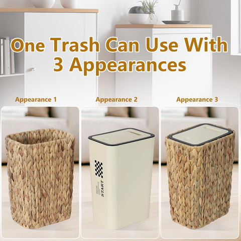 Trongee Boho Trash Can 2-in-1 setup shown as a hamper