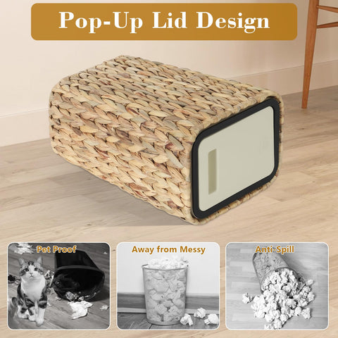 Trongee Boho Trash Can woven texture adds warm decor